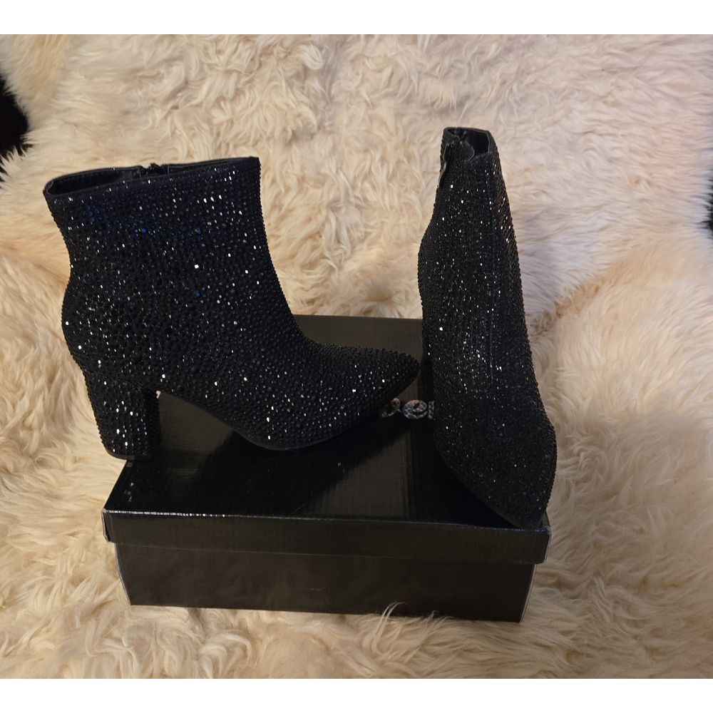 Forever Link Black Sparkle Heeled Boots